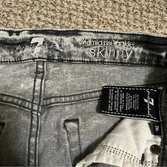Women’s 7 for all Mankind Jeans, Midrise Ankle Skinny, Gray - Picture 6 of 11